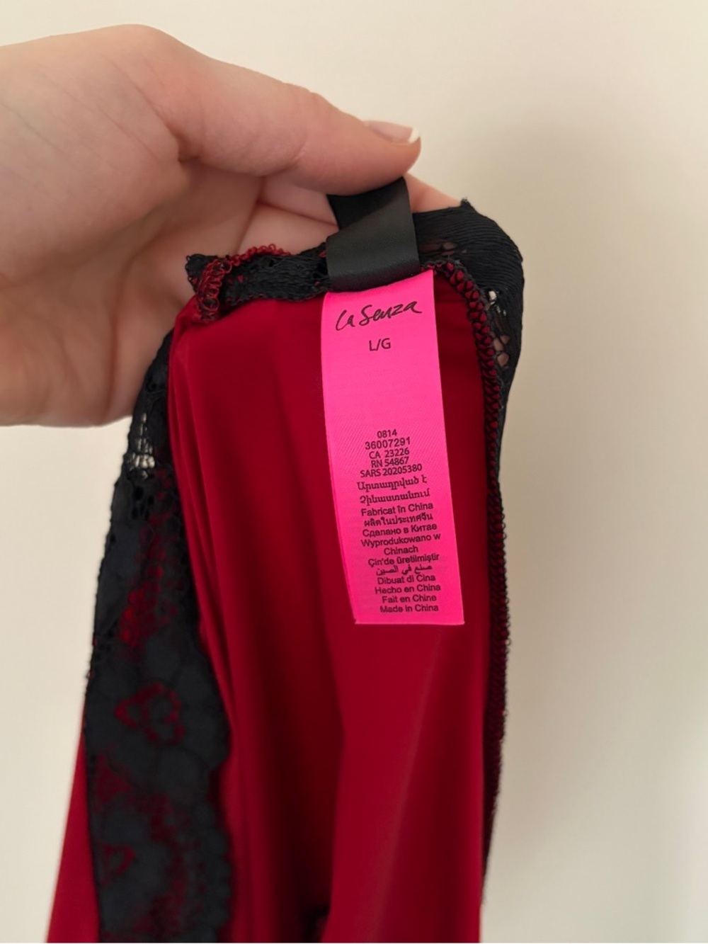 Y2K La Senza low back red mini slip dress with lace trim - Picture 8 of 8